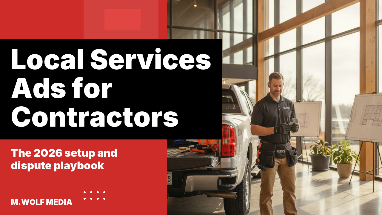 Google Local Services Ads for contractors - a contractor checking a phone for a new job lead notification next to his work truck