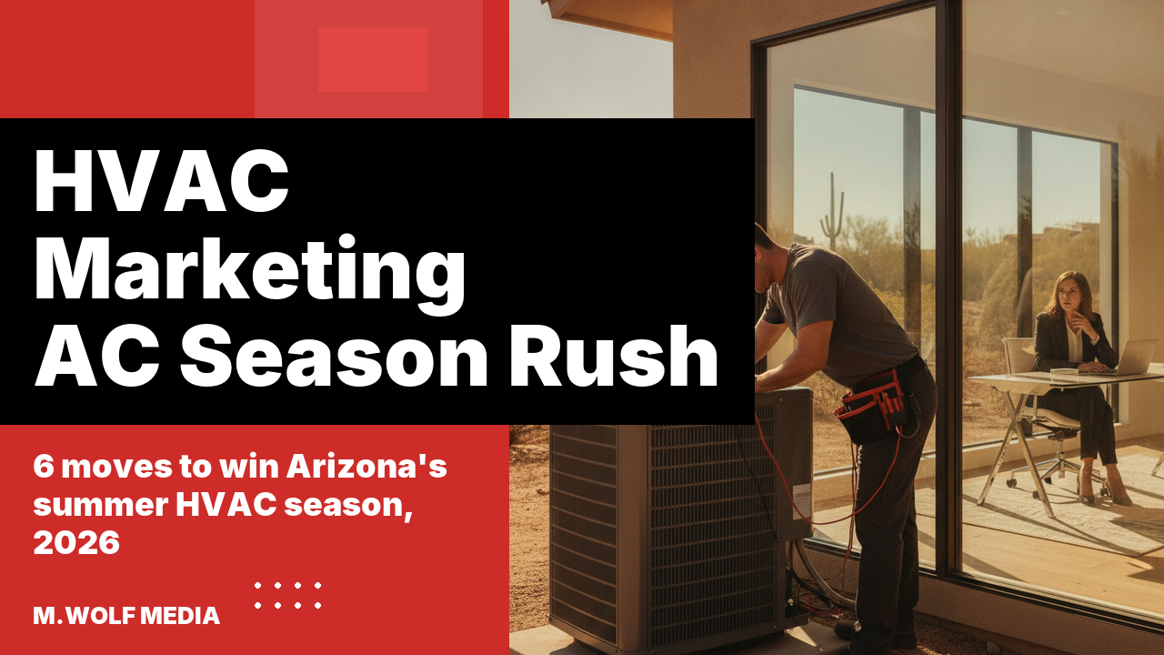 HVAC marketing Arizona - technician servicing an outdoor AC condenser at a desert home during summer