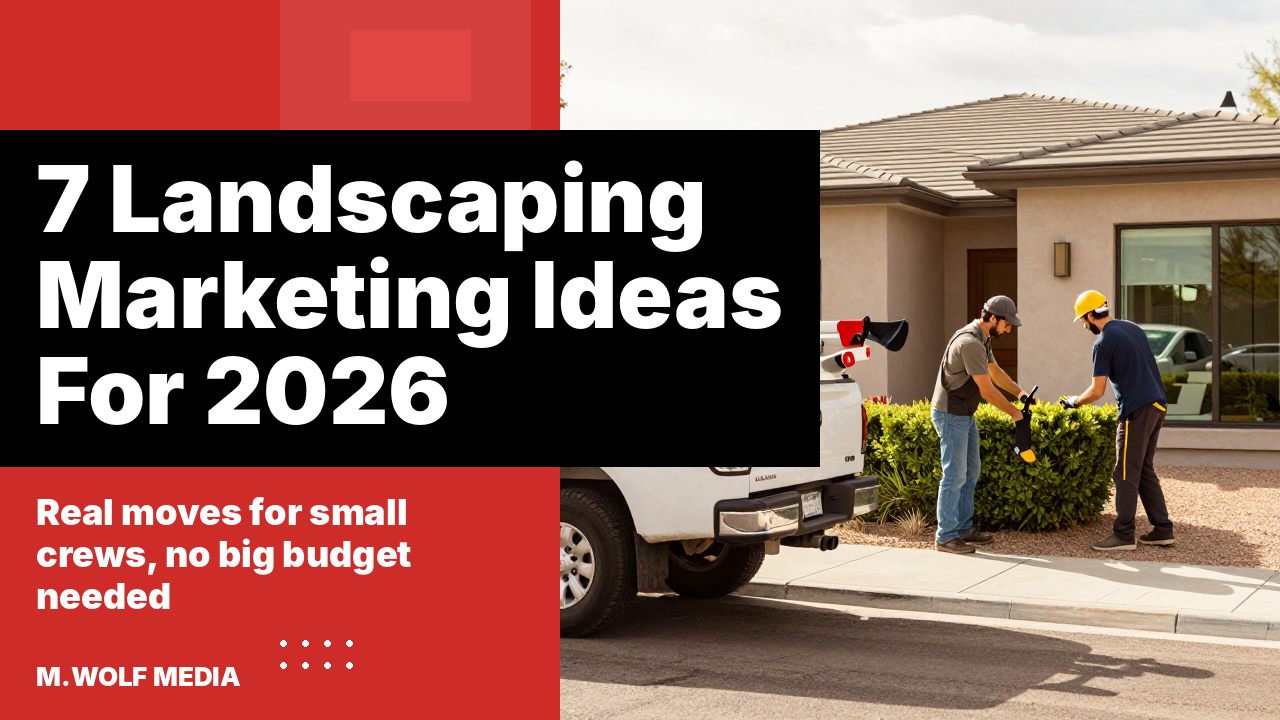 Landscaping marketing ideas - landscaper trimming hedges outside a desert home in Arizona with a work truck in the driveway