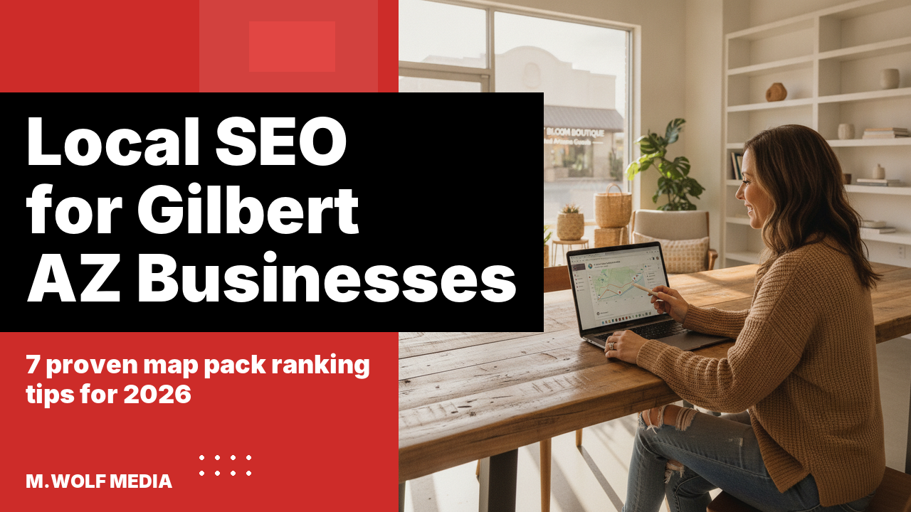Local SEO for Gilbert AZ businesses - a Gilbert business owner checking Google Maps rankings on a laptop