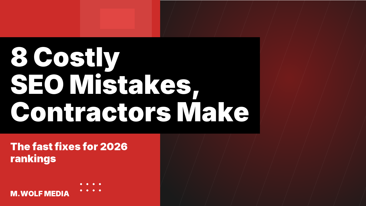 SEO mistakes contractors make - a website audit dashboard showing technical SEO, on-page, and local ranking factors for a contractor website