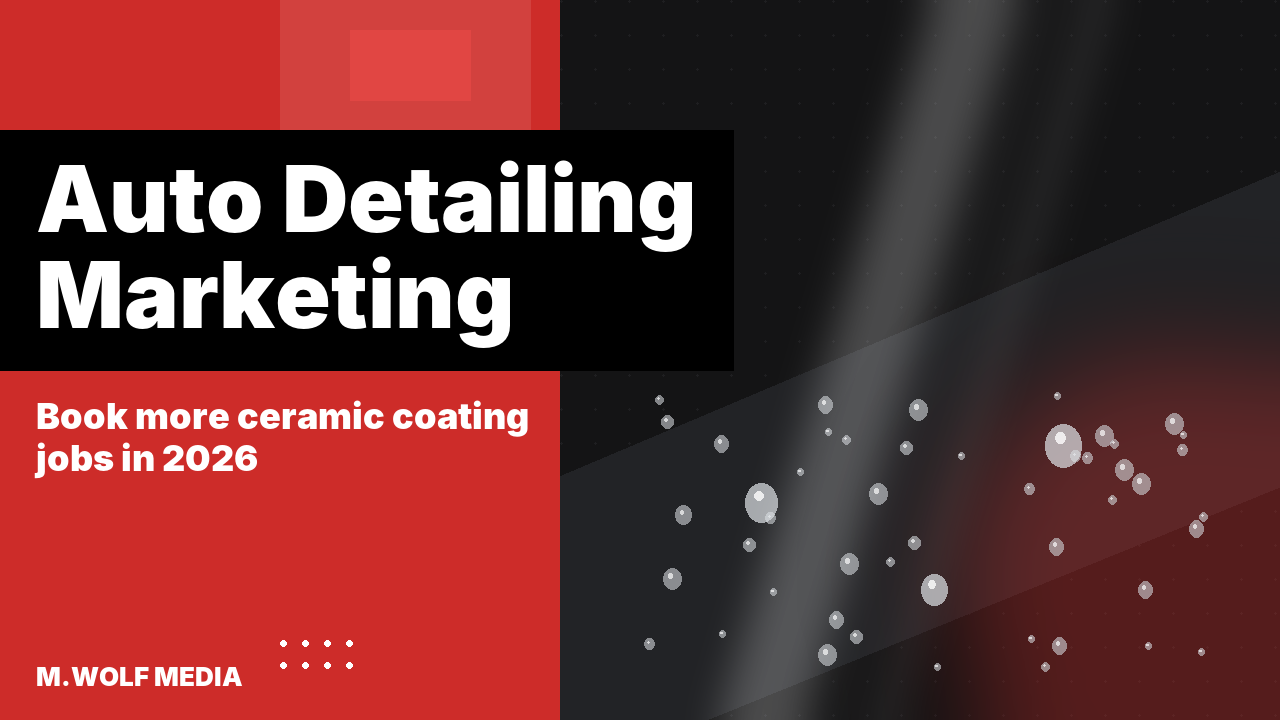Auto detailing business marketing - a glossy car panel with beaded water droplets illustrating a ceramic coating finish