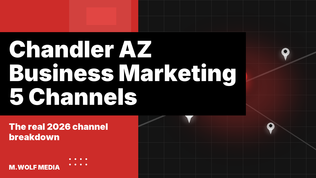 Chandler AZ business marketing - a dark map graphic with a highlighted business location pin among competitor pins
