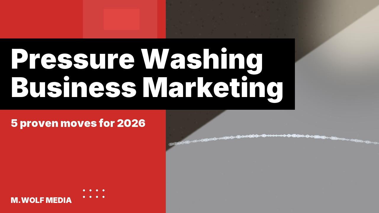 Pressure washing business marketing - a dramatic diagonal clean line splitting dirty and freshly washed concrete with a bright water spray arc